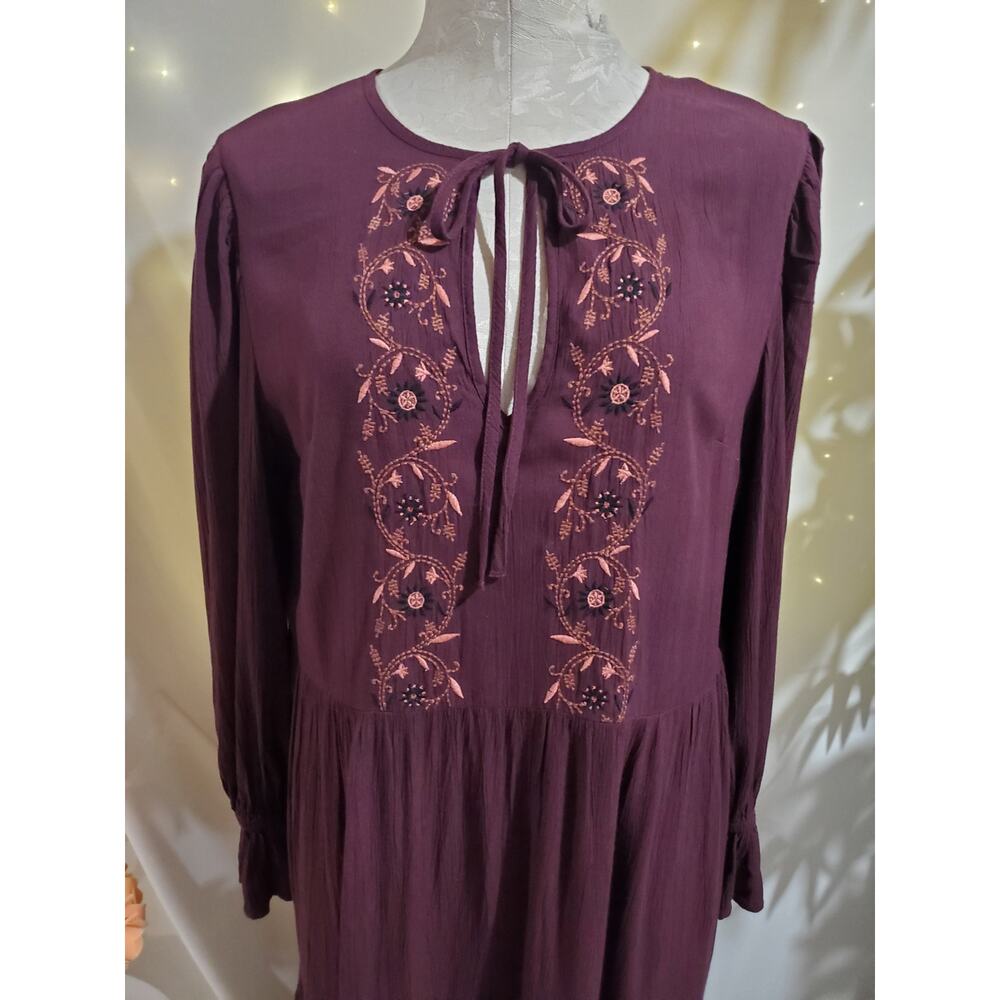 Knox Rose NWT Embroidered Tiered Midi Prairie Dress Size S Hippie Boho Pockets - Picture 6 of 12